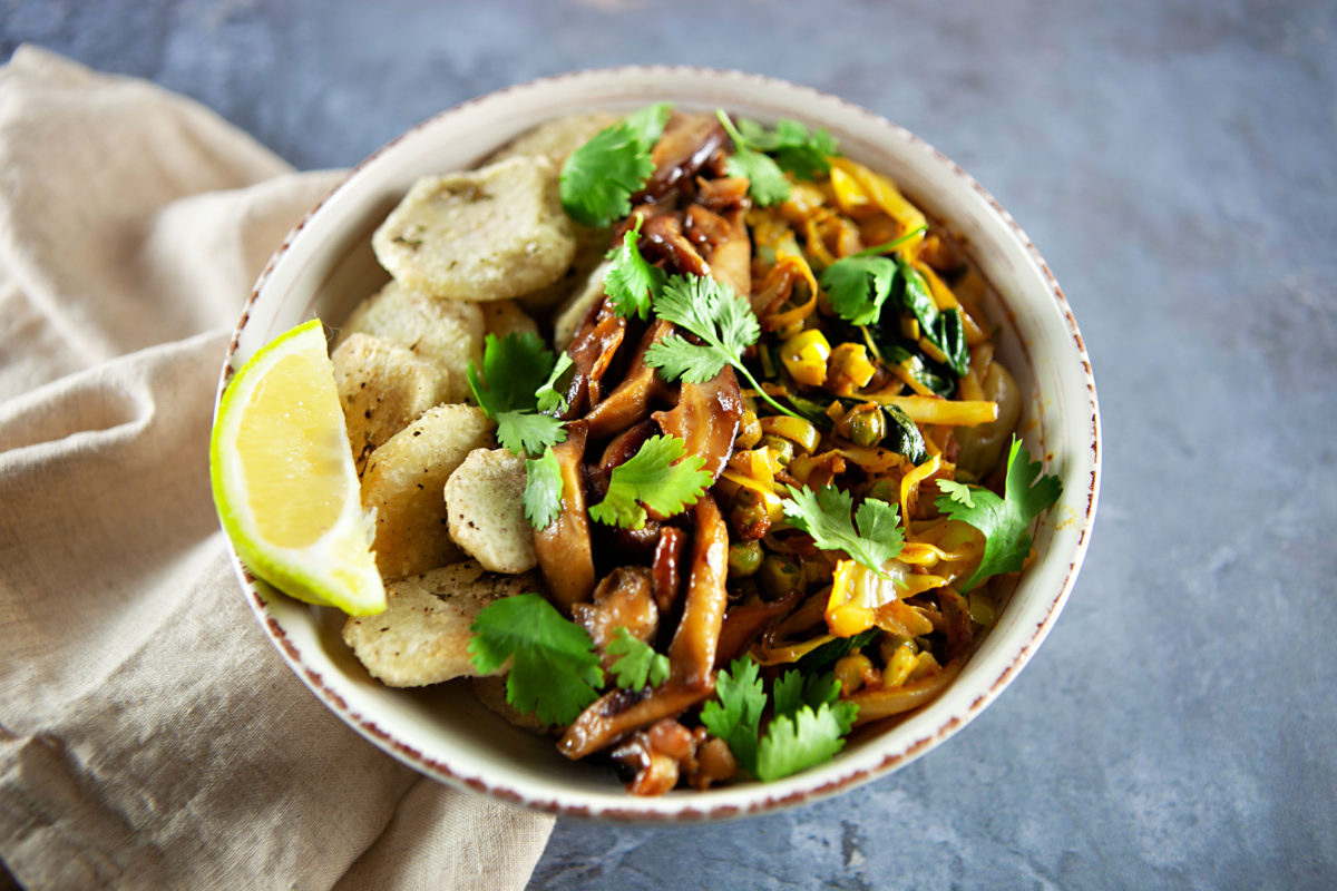 curried cabbage and baked cocoyam